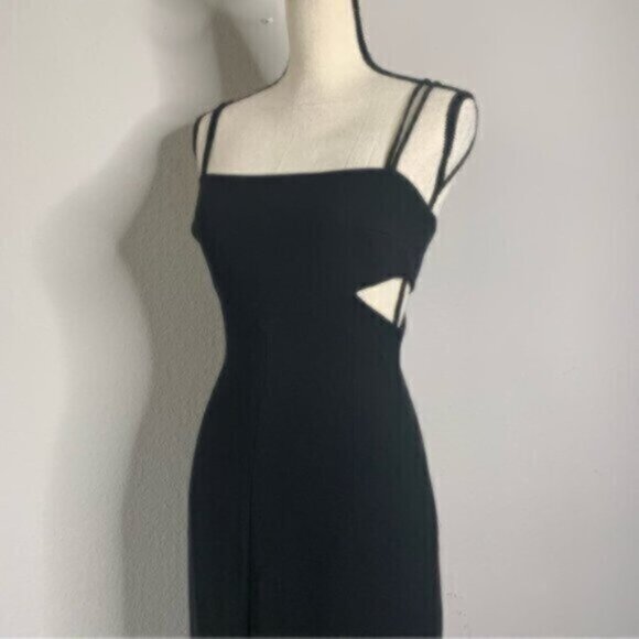 Tahari Black Cut Out Side Maxi Evening Formal Dress - Picture 13 of 16